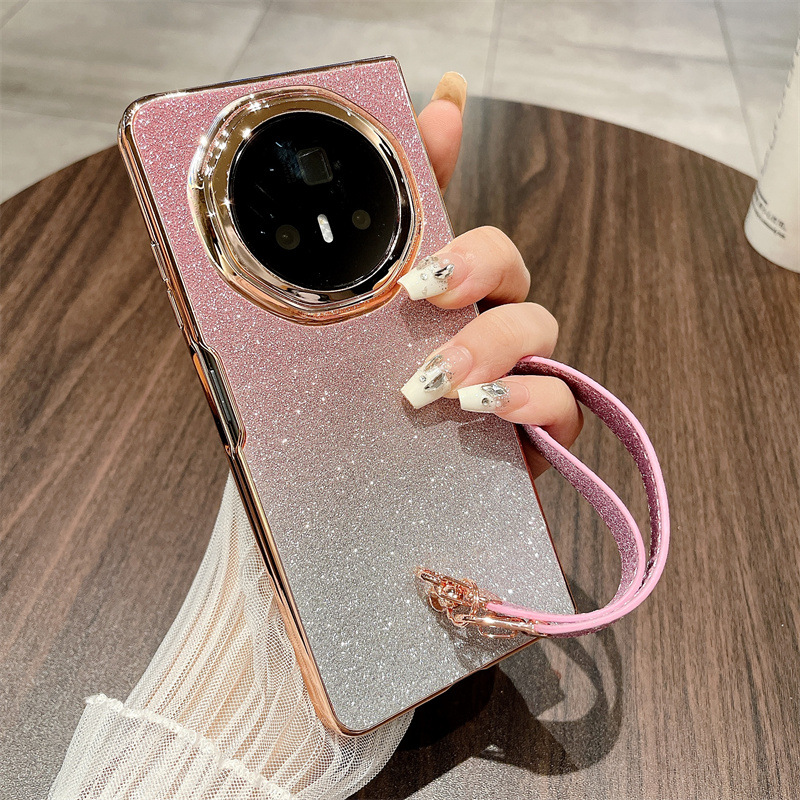 Honor MagicV3 Phone Case, MagicV3 Foldable Glitter Handheld Wrist Strap, Vegan Leather, Drop-Proof Protective Case - Pink Starry Night Wristband Honor MagicV3