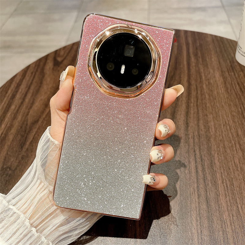 Honor MagicV3 Phone Case, MagicV3 Foldable Glitter Handheld Wrist Strap, Vegan Leather, Drop-Proof Protective Case - Pink Stars Honor MagicV3