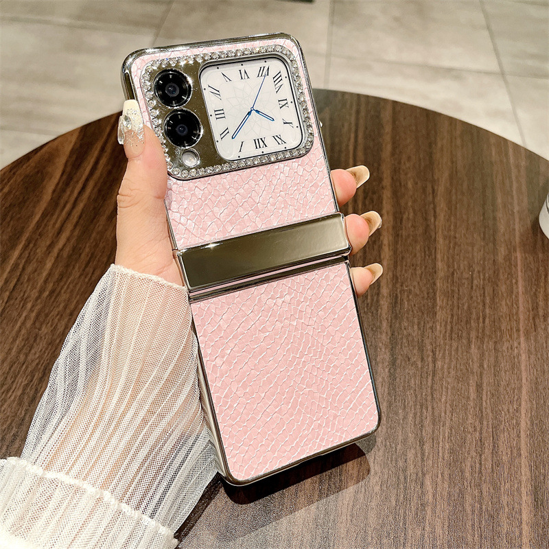 Compatible Huawei Nova Flip phone case, Nova Flip foldable screen, Baimai vegan leather hinge full-coverage shockproof case - Pink Charm Huawei Nova Flip