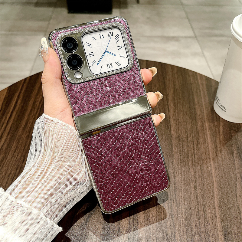 Compatible Huawei Nova Flip phone case, Nova Flip foldable screen, Baimai vegan leather hinge full-coverage shockproof case - Purple Beauty Huawei Nova Flip