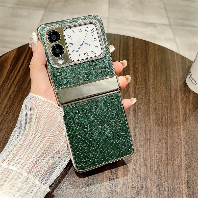 Compatible Huawei Nova Flip phone case, Nova Flip foldable screen, Baimai vegan leather hinge full-coverage shockproof case - Green Beauty Huawei Nova Flip
