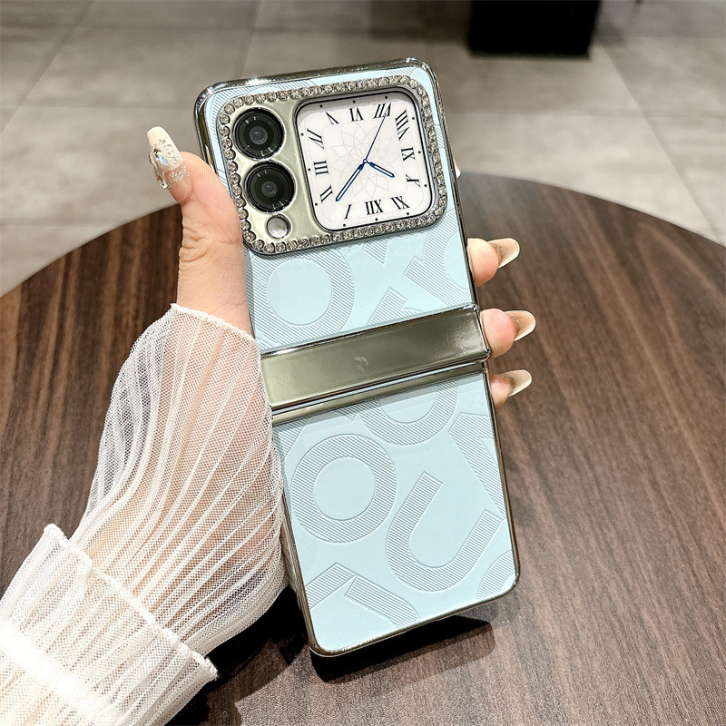 Compatible Huawei Nova Flip phone case, Nova Flip foldable screen, letter print, hinge, full-coverage shockproof case - Blue letter print Huawei Nova Flip