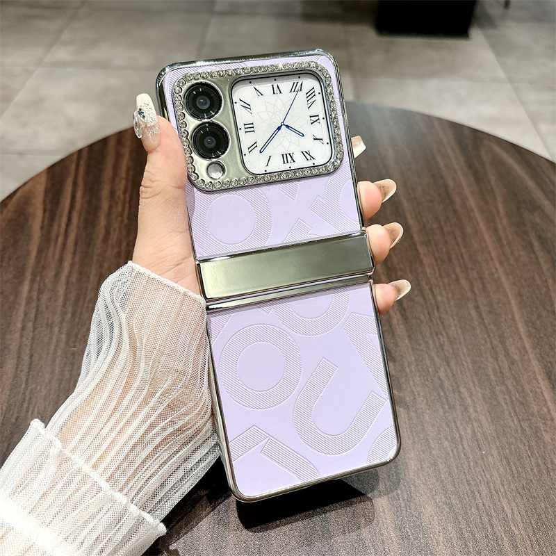 Compatible Huawei Nova Flip phone case, Nova Flip foldable screen, letter print, hinge, full-coverage shockproof case - Purple letter print Huawei Nova Flip