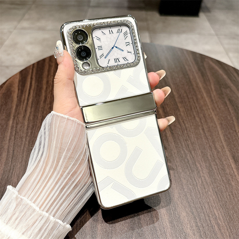 Compatible Huawei Nova Flip phone case, Nova Flip foldable screen, letter print, hinge, full-coverage shockproof case - White letter print Huawei Nova Flip
