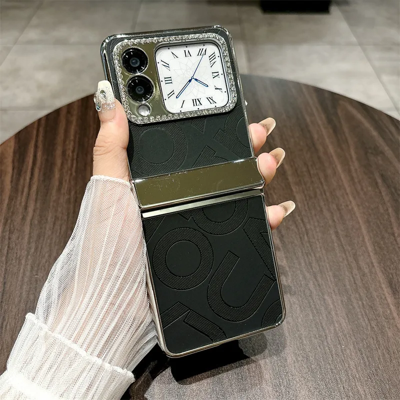 Compatible Huawei Nova Flip phone case, Nova Flip foldable screen, letter print, hinge, full-coverage shockproof case - Black letter print Huawei Nova Flip