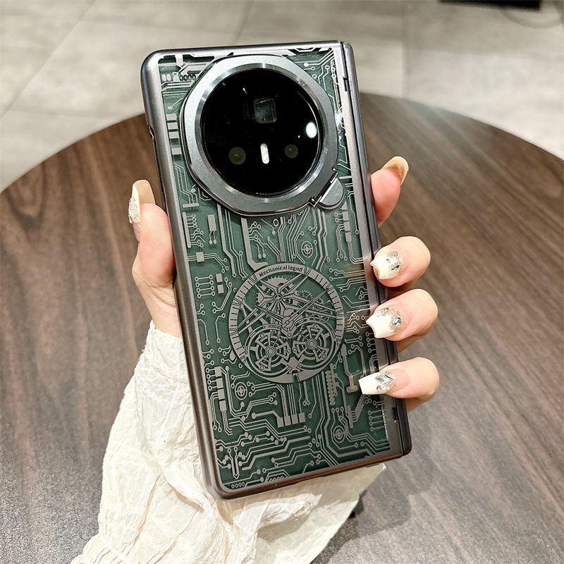 Honor MagicV3 Phone Case, MagicV3 Mechanical Legend Ultra-thin Full Coverage Hinge Drop-proof Protective Leather Case - Gunmetal Mechanical Honor MagicV3