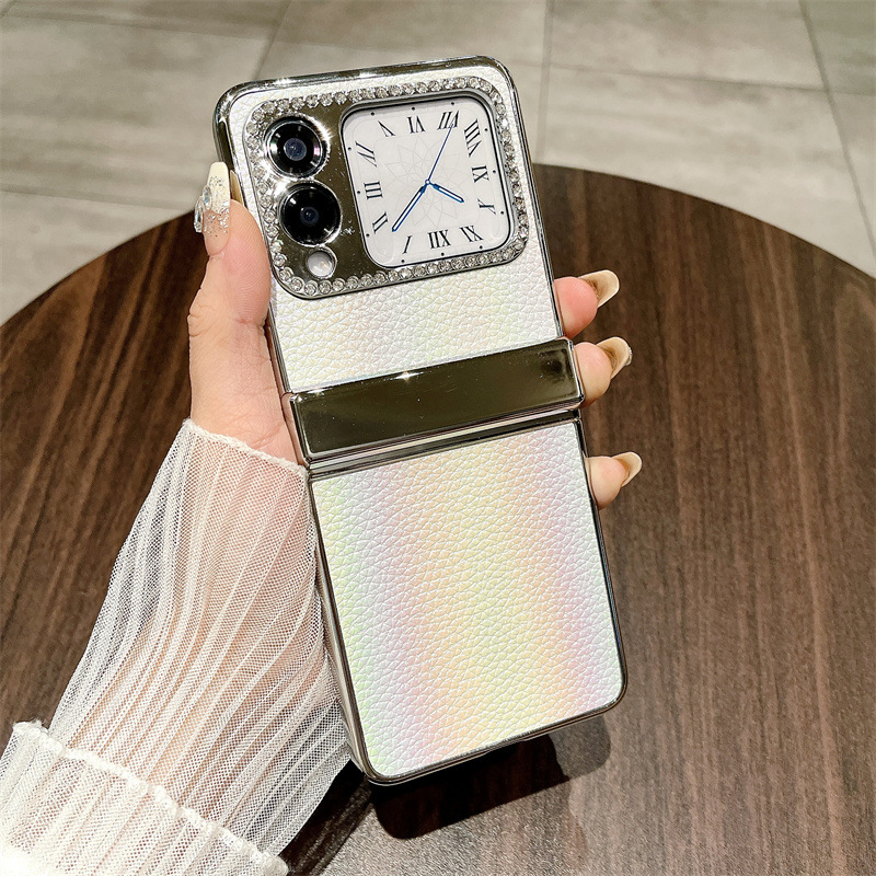 Compatible Huawei Nova Flip phone case, Nova Flip foldable screen ultra-thin vegan leather hinge full-coverage shockproof case - White Beauty Huawei Nova Flip