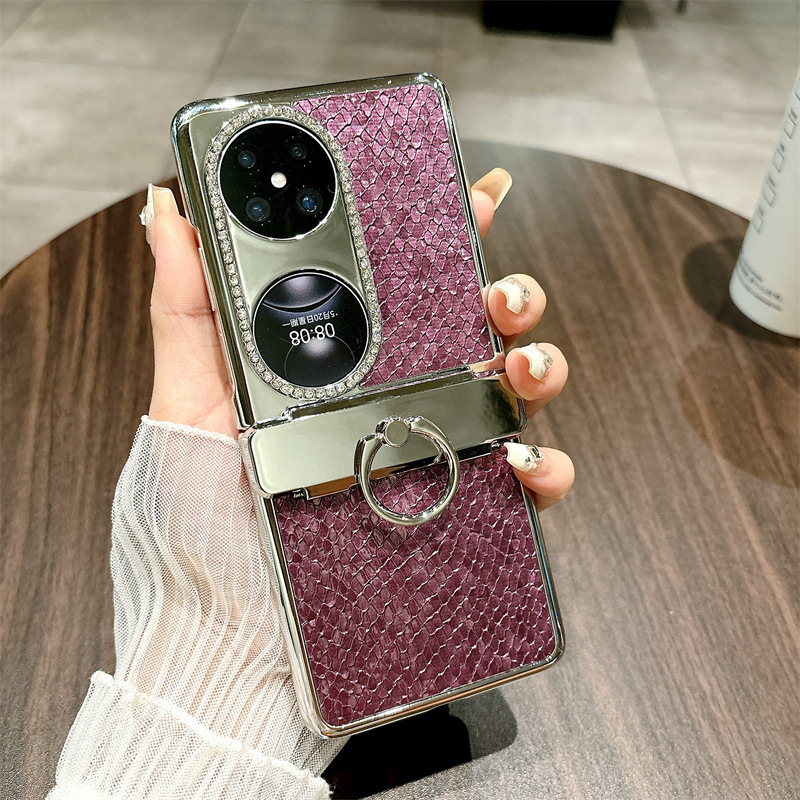 Huawei Pocket 2 Phone Case, Treasure Box 2 Foldable Screen Protective Leather Case, Bulgari Full Coverage, Drop-Proof and Suitable - Burgundy Bulgari Huawei Pocket 2