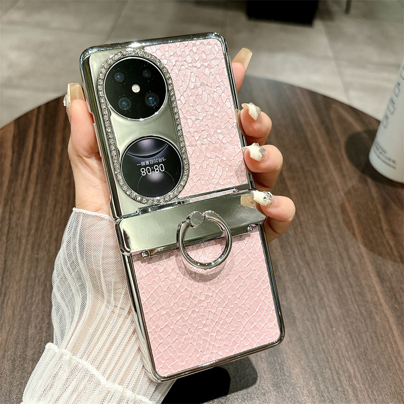 Huawei Pocket 2 Phone Case, Treasure Box 2 Foldable Screen Protective Leather Case, Bulgari Full Coverage, Drop-Proof and Suitable - Pink Bulgari Huawei Pocket 2
