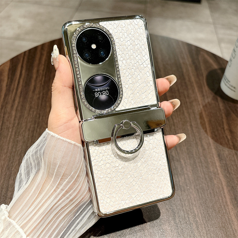 Huawei Pocket 2 Phone Case, Treasure Box 2 Foldable Screen Protective Leather Case, Bulgari Full Coverage, Drop-Proof and Suitable - White Bulgari Huawei Pocket 2
