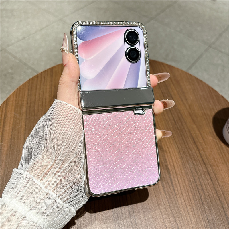 Compatible with Honor Magic V Flip2 phone case, foldable screen, luxury electroplated vegan leather, full-coverage drop protection case - Pink Charm Honor Magic V Flip2