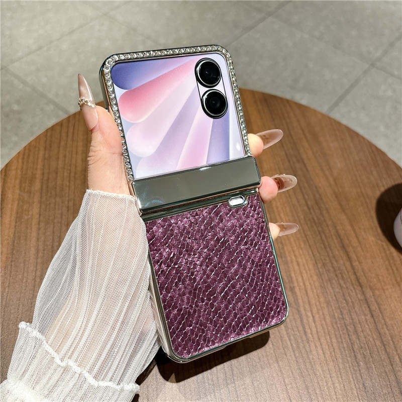 Compatible with Honor Magic V Flip2 phone case, foldable screen, luxury electroplated vegan leather, full-coverage drop protection case - Wine Red Charm Honor Magic V Flip2