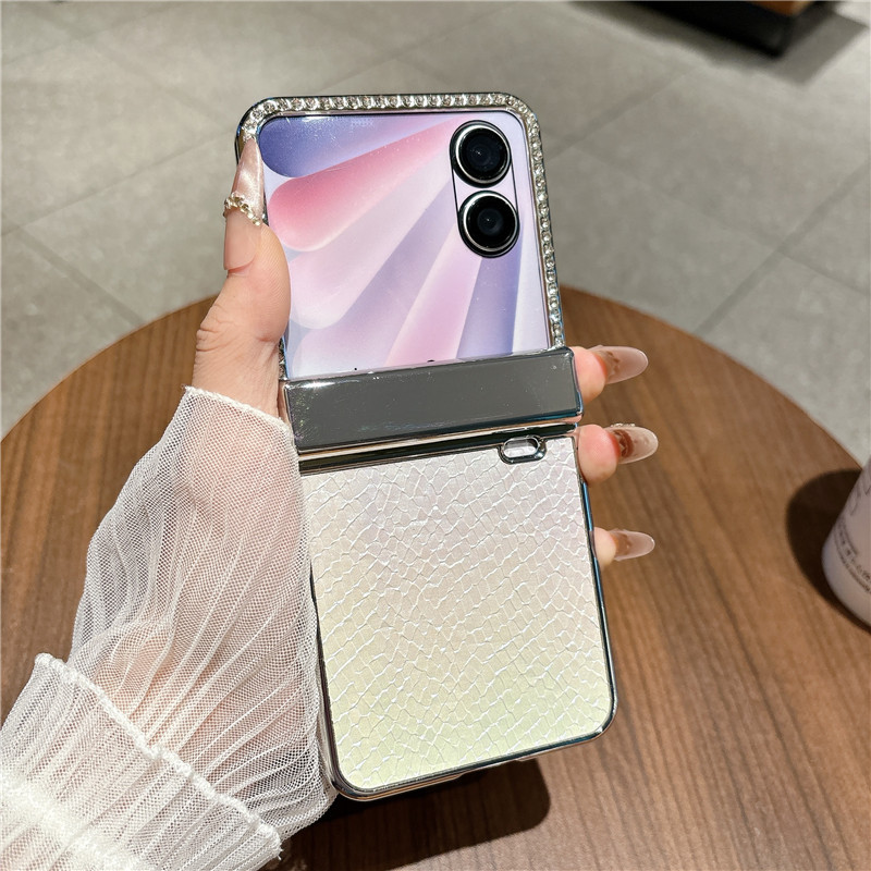 Compatible with Honor Magic V Flip2 phone case, foldable screen, luxury electroplated vegan leather, full-coverage drop protection case - White Beauty Honor Magic V Flip2