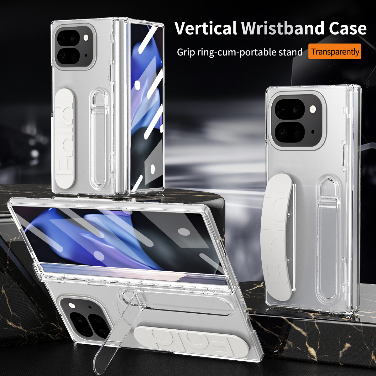 Compatible with Google Pixel 11 Pro phone case, Google Pixel 9 wrist strap, stand, hinge, full-coverage drop protection - Transparent Iridescent Google Pixel 11 Pro