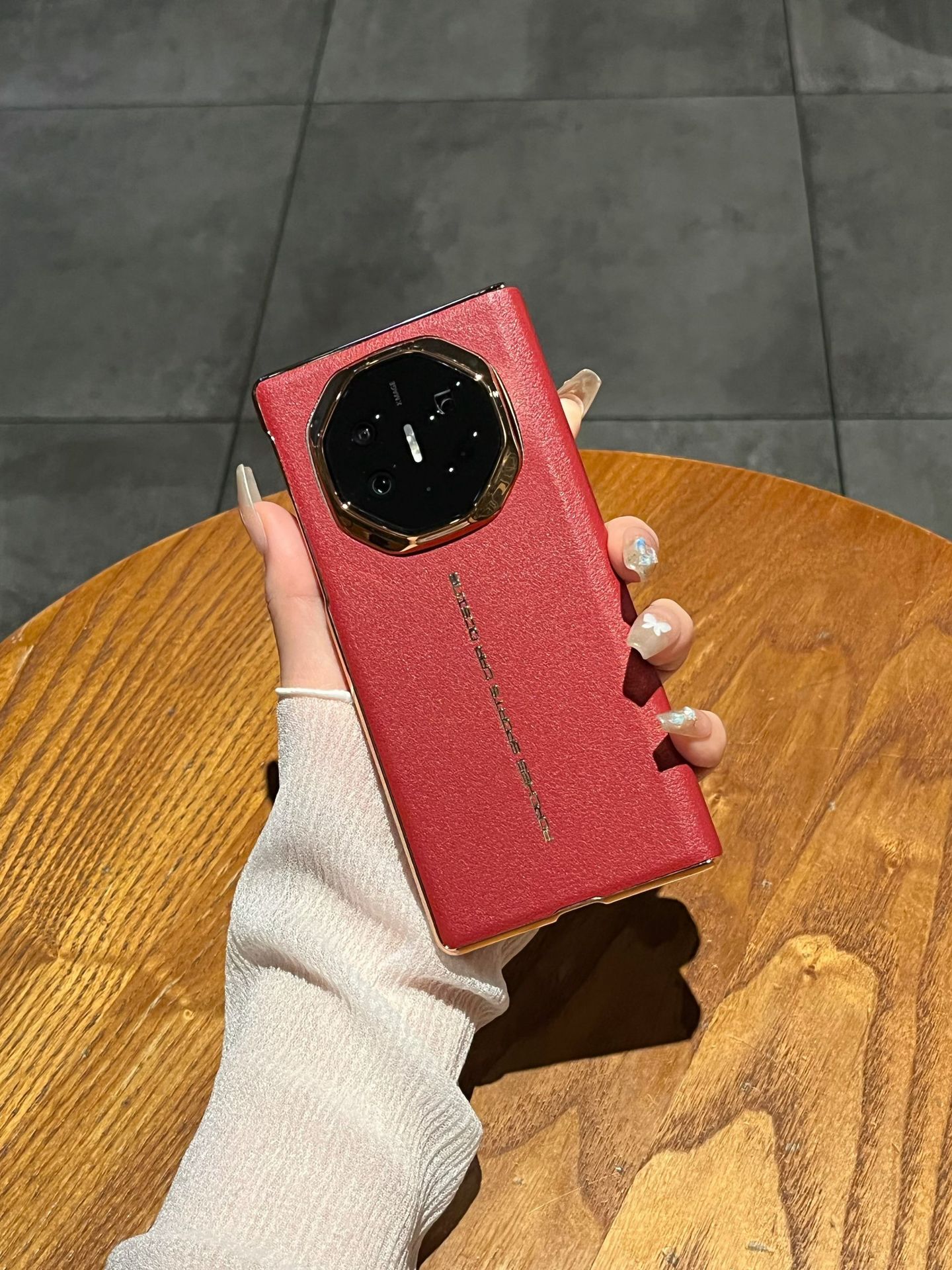 Compatible Huawei MATEXT phone case, smart leather case with screen stand, folding, full-coverage, drop-proof protective case. - Red Huawei Mate XT