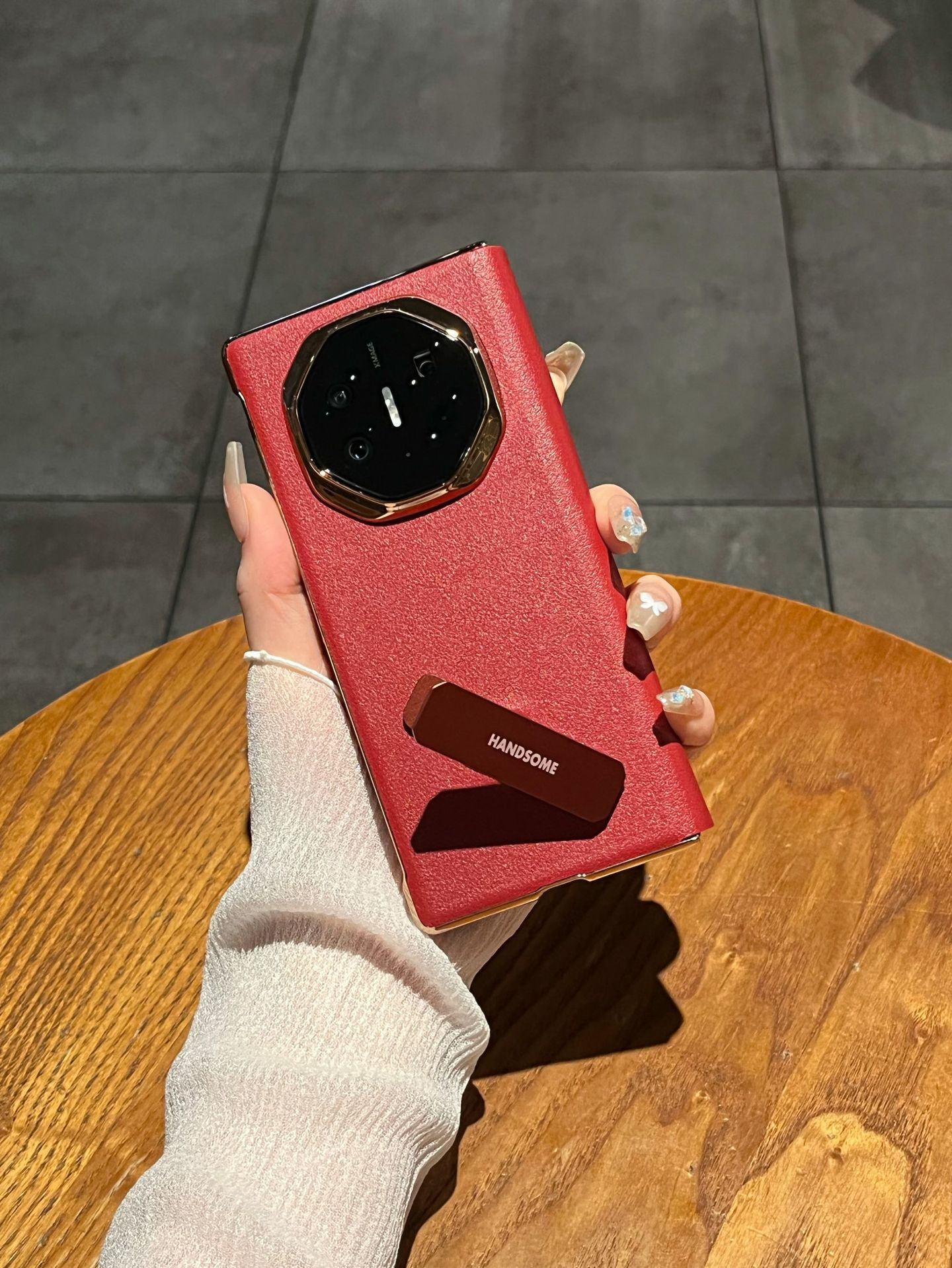 Compatible Huawei MATEXT phone case, smart leather case with screen stand, folding, full-coverage, drop-proof protective case. - Red stand version Huawei Mate XT