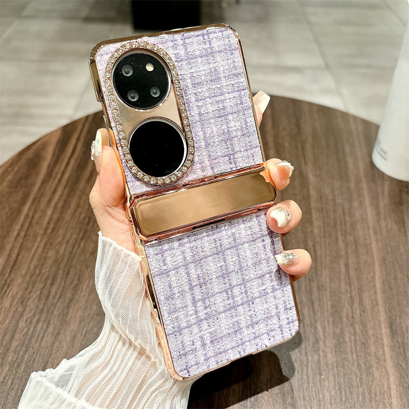 Huawei Pocket 2 phone case, foldable screen, simple fabric protective case, hinge fully covered, drop-proof and suitable. - Purple fabric Huawei Pocket 2