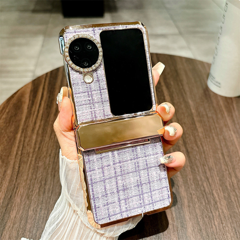 Compatible with OPPO Find N3 Flip phone case, fabric N3FLIP full-coverage electroplated hinge case, drop-proof protective case - Purple fabric OPPO Find N3 Flip