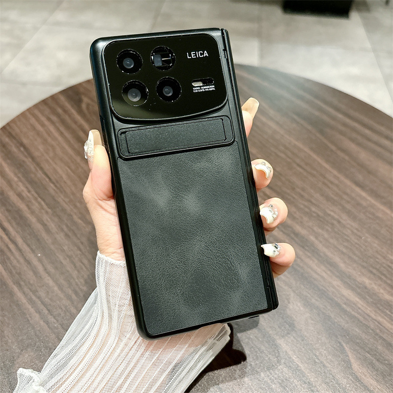 Xiaomi MIX FOLD4 phone case, vegan leather hinge case with integrated screen protector, suitable for drop protection. - Black Jazz Xiaomi MIX FOLD4