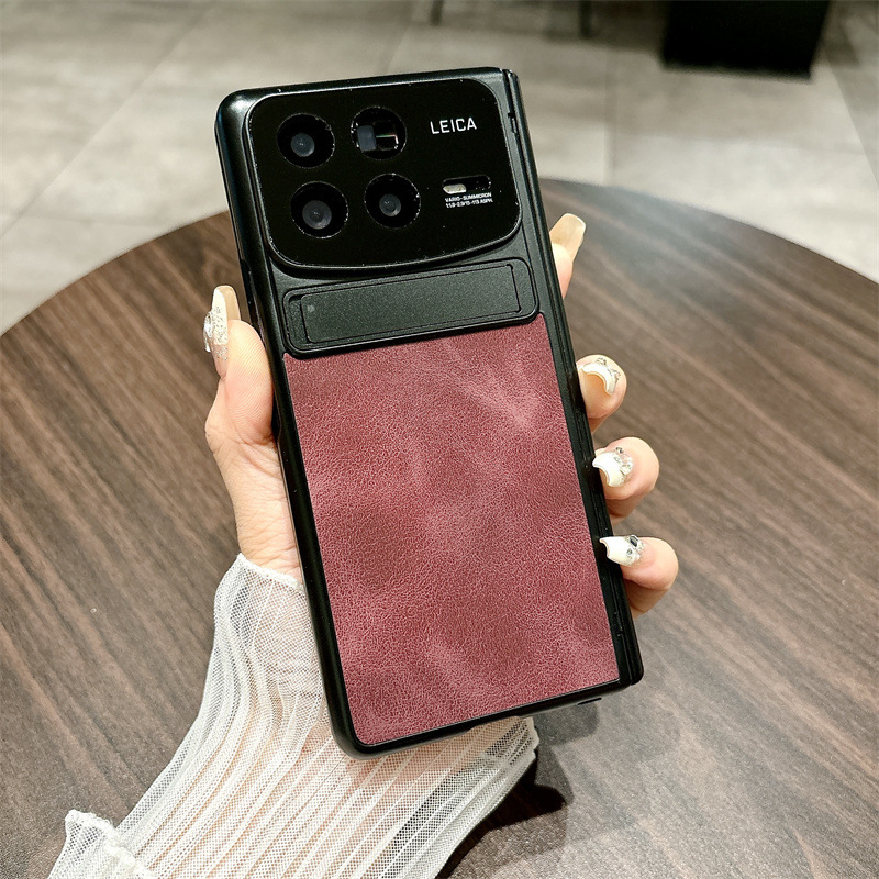 Xiaomi MIX FOLD4 phone case, vegan leather hinge case with integrated screen protector, suitable for drop protection. - Burgundy Jazz Xiaomi MIX FOLD4