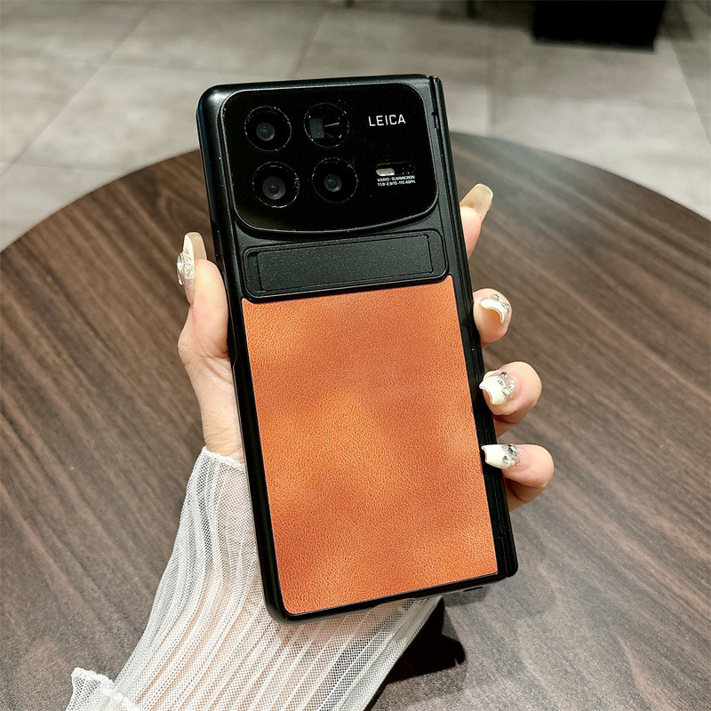 Xiaomi MIX FOLD4 phone case, vegan leather hinge case with integrated screen protector, suitable for drop protection. - Orange Jazz Xiaomi MIX FOLD4