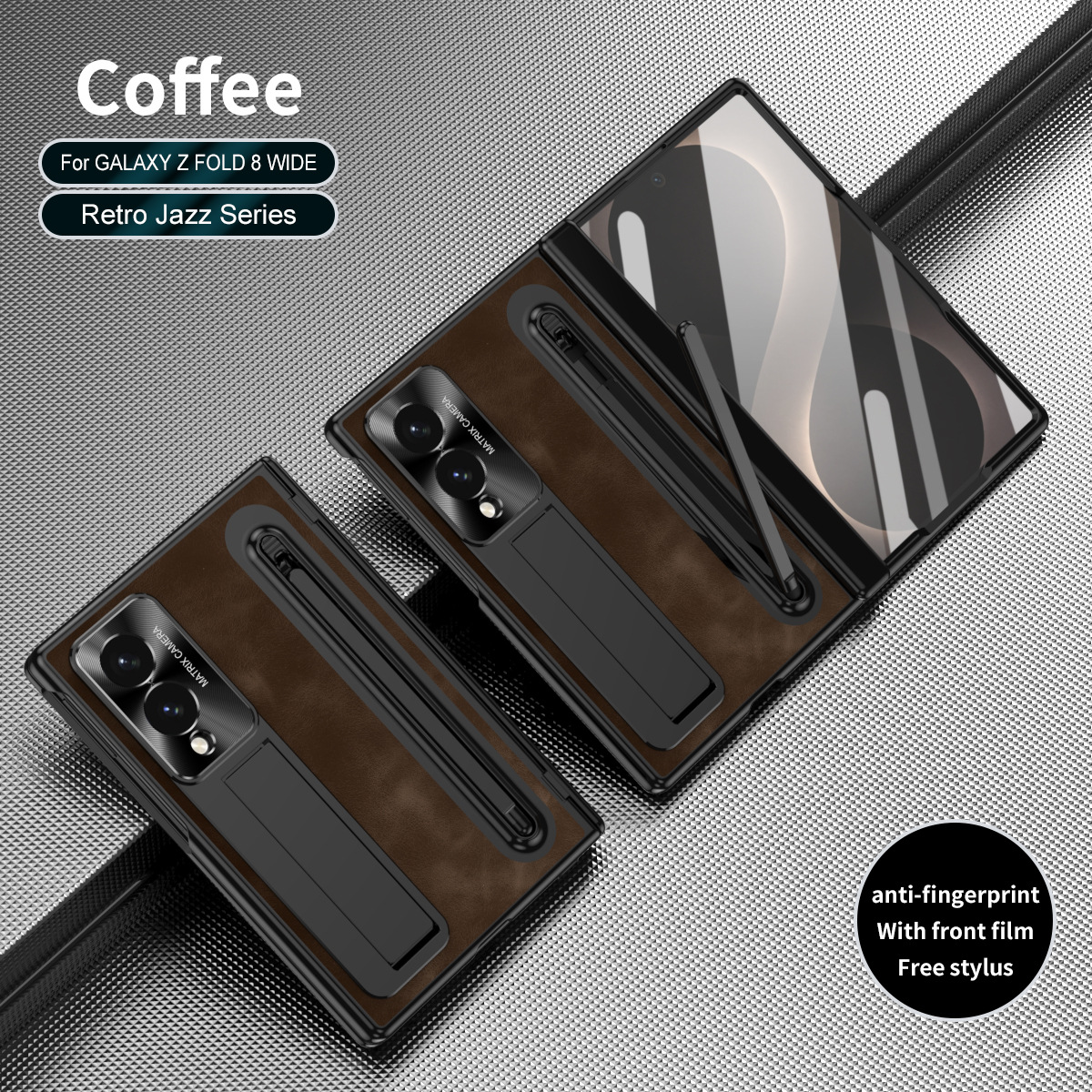 Compatible with Samsung Zfold8 Wide phone case, Zfold8 official folding pen slot case, integrated anti-drop case - Coffee Jazz zfold8utrla