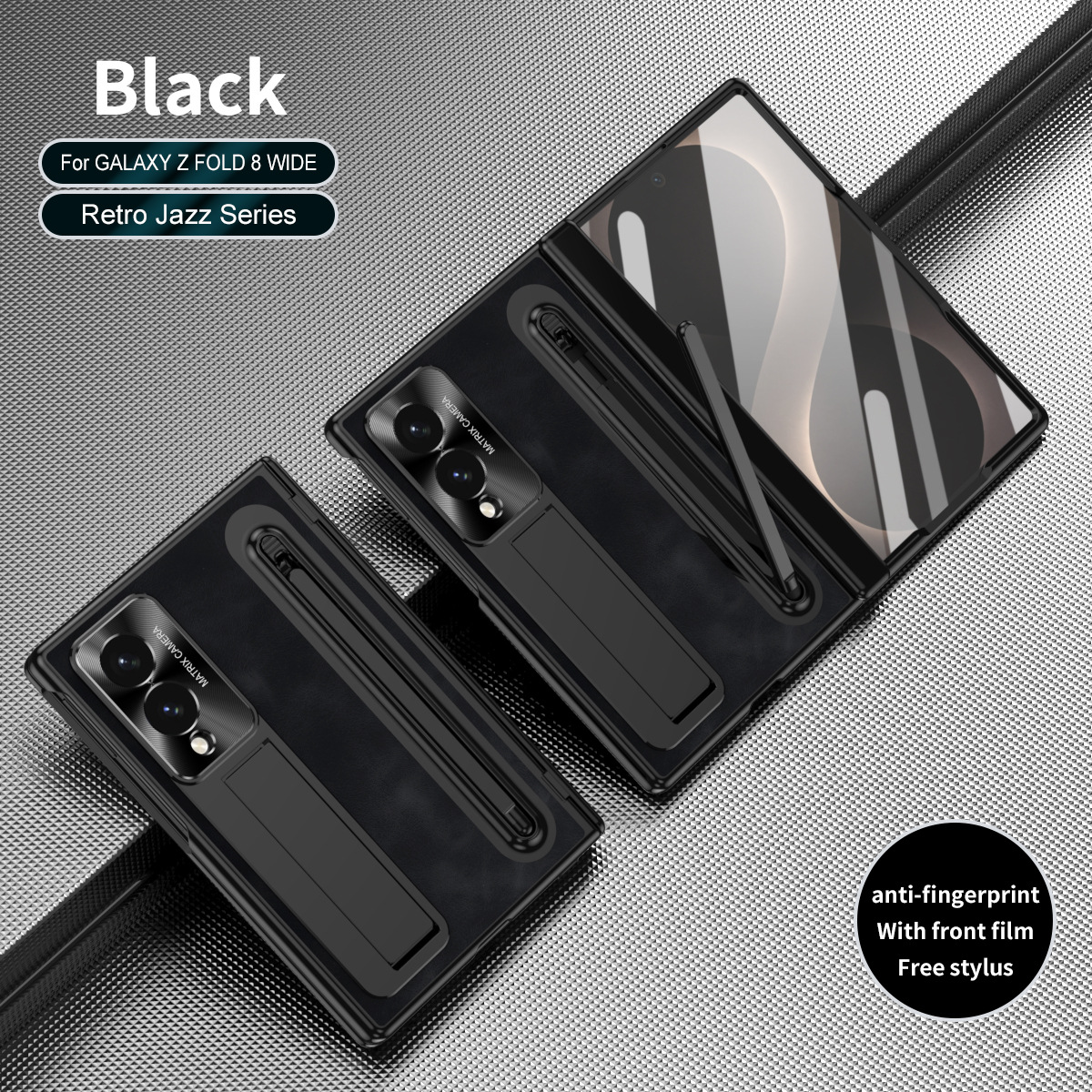 Compatible with Samsung Zfold8 Wide phone case, Zfold8 official folding pen slot case, integrated anti-drop case - Black Jazz zfold8utrla