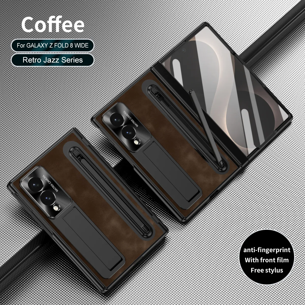 Compatible with Samsung Zfold8 Wide phone case, Zfold8 official folding pen slot case, integrated anti-drop case - Coffee Jazz zfold8utrla