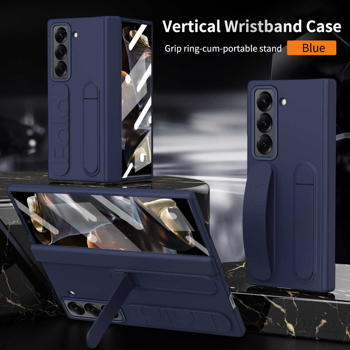 Compatible with Samsung Zfold 6SE phone case, W25 folding official wrist strap stand hinge case film integrated protective case - Blue iridescent Z Fold 6 Slim