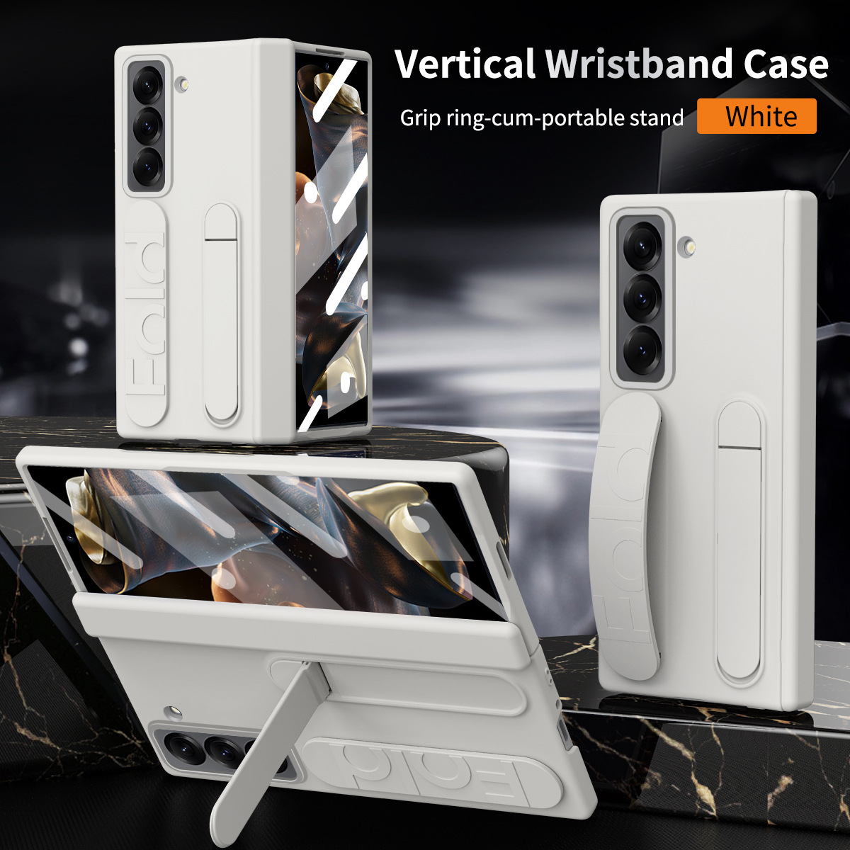Compatible with Samsung Zfold 6SE phone case, W25 folding official wrist strap stand hinge case film integrated protective case - White iridescent Z Fold 6 Slim