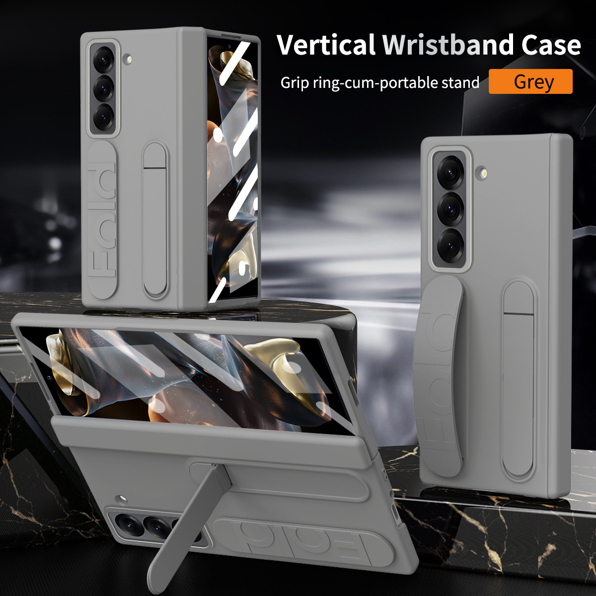 Compatible with Samsung Zfold 6SE phone case, W25 folding official wrist strap stand hinge case film integrated protective case - Gray Iridescent Z Fold 6 Slim