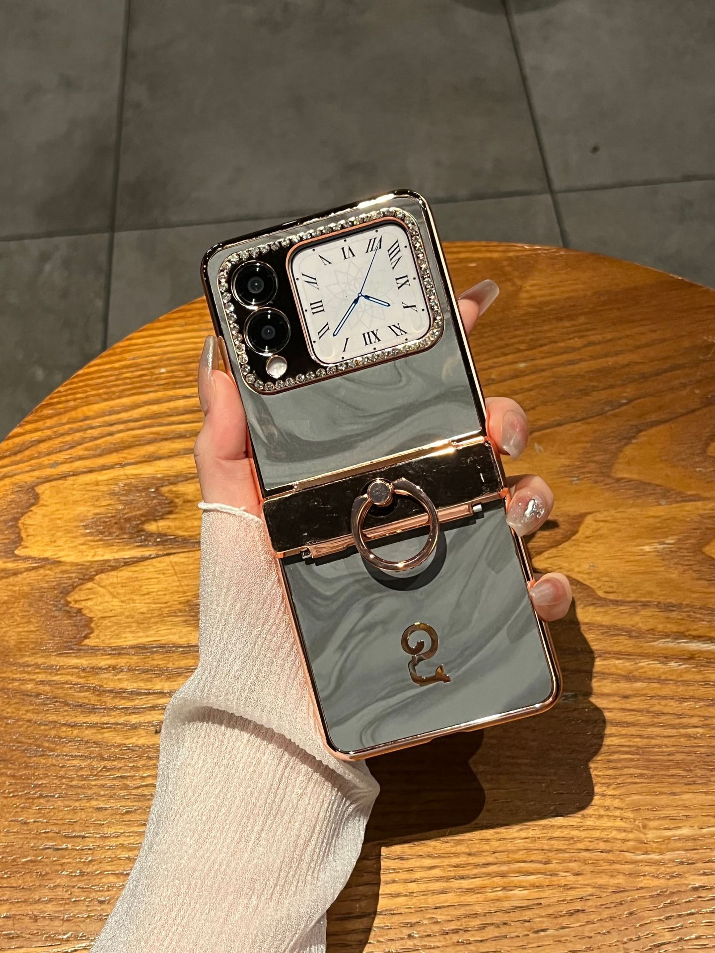 Compatible Huawei Nova Flip phone case, foldable screen, diamond-patterned, Year of the Snake, red hinge, drop protection. - Gray Year of the Snake Limited Edition Huawei Nova Flip