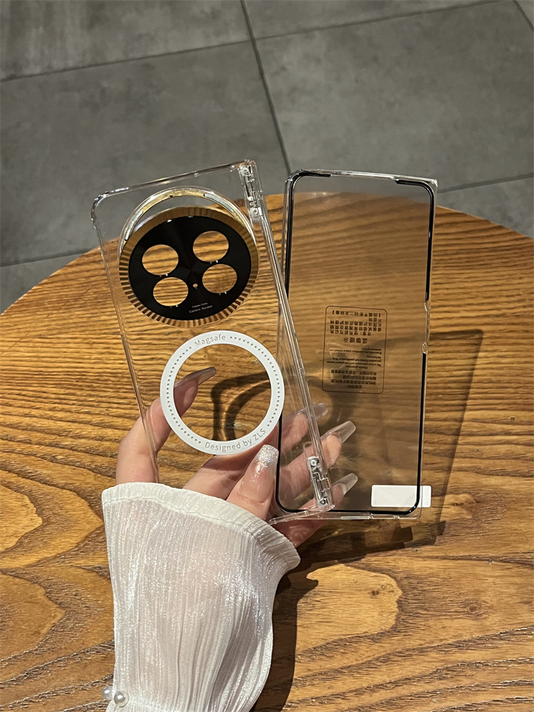 Compatible with OPPO Find N5 foldable phone case, FINDN3 magnetic transparent stand, full-coverage drop-proof protective case - Transparent magnetic closure OPPO Find N5