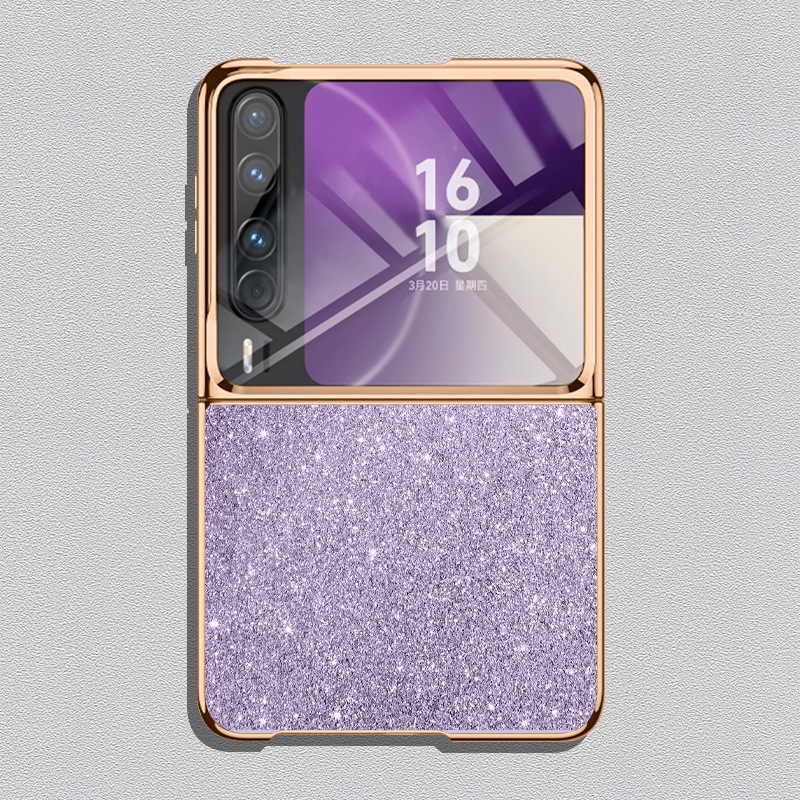 Huawei Pura X Phone Case, Foldable Screen Protector, Electroplated Glitter Leather, Ultra-thin, Drop-proof and Suitable - Purple electroplated glitter Huawei Pura X