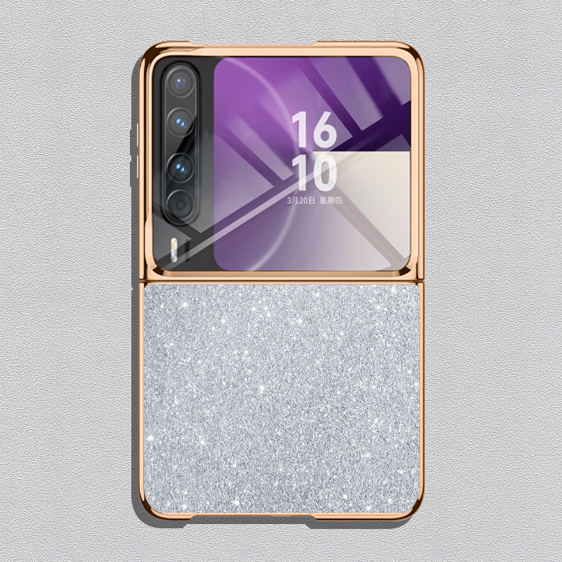 Huawei Pura X Phone Case, Foldable Screen Protector, Electroplated Glitter Leather, Ultra-thin, Drop-proof and Suitable - Silver electroplated glitter Huawei Pura X