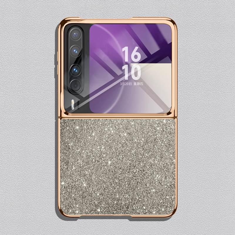 Huawei Pura X Phone Case, Foldable Screen Protector, Electroplated Glitter Leather, Ultra-thin, Drop-proof and Suitable - Gold-plated glitter Huawei Pura X