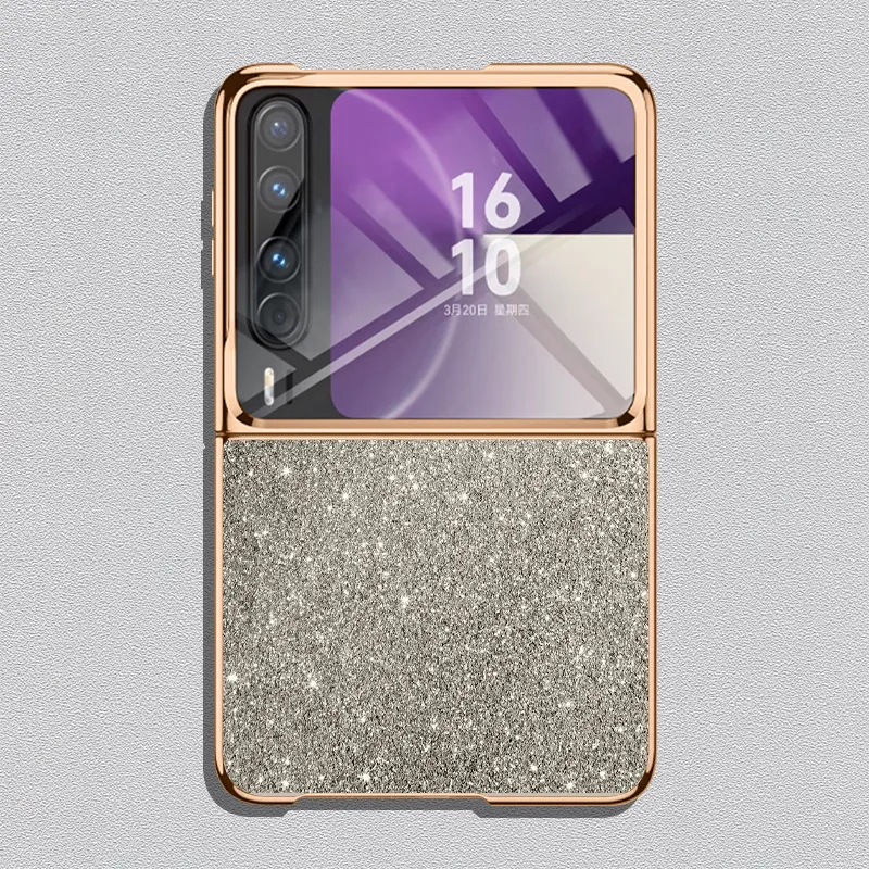 Huawei Pura X Phone Case, Foldable Screen Protector, Electroplated Glitter Leather, Ultra-thin, Drop-proof and Suitable - Gold-plated glitter Huawei Pura X