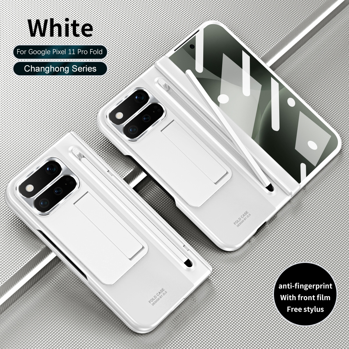 Compatible with Google Pixel 1 Pro and Pixel 9 Pro folding electroplated hinge full-coverage drop protection - White Rainbow Google Pixel 11 Pro