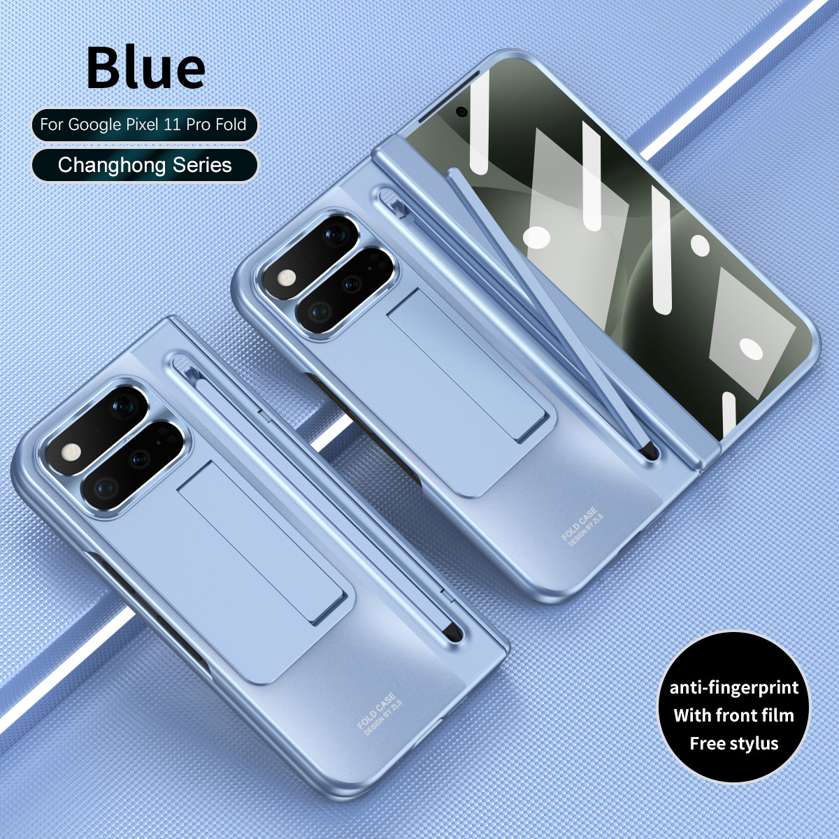 Compatible with Google Pixel 1 Pro and Pixel 9 Pro folding electroplated hinge full-coverage drop protection - Blue Rainbow Google Pixel 11 Pro