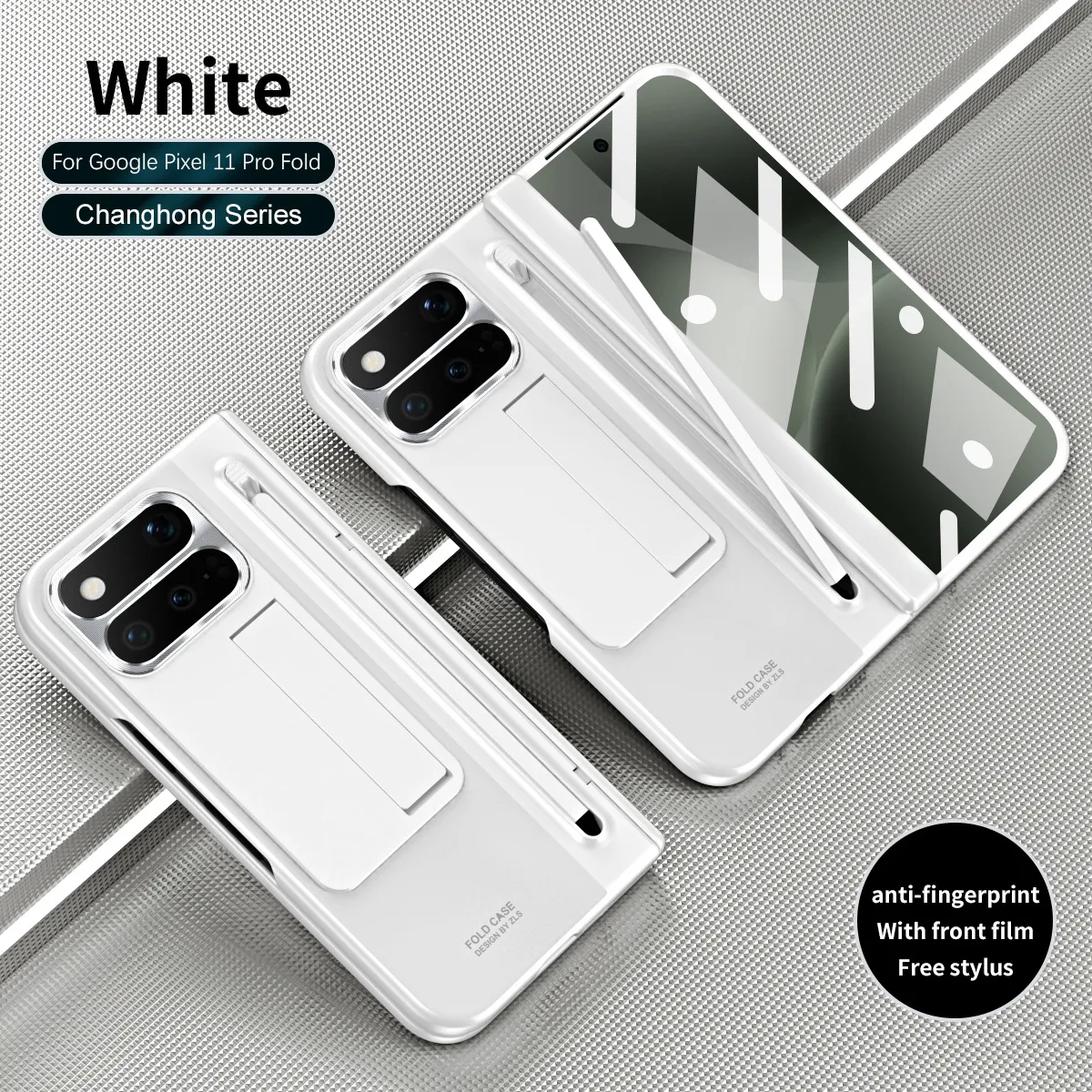 Compatible with Google Pixel 1 Pro and Pixel 9 Pro folding electroplated hinge full-coverage drop protection - White Rainbow Google Pixel 11 Pro