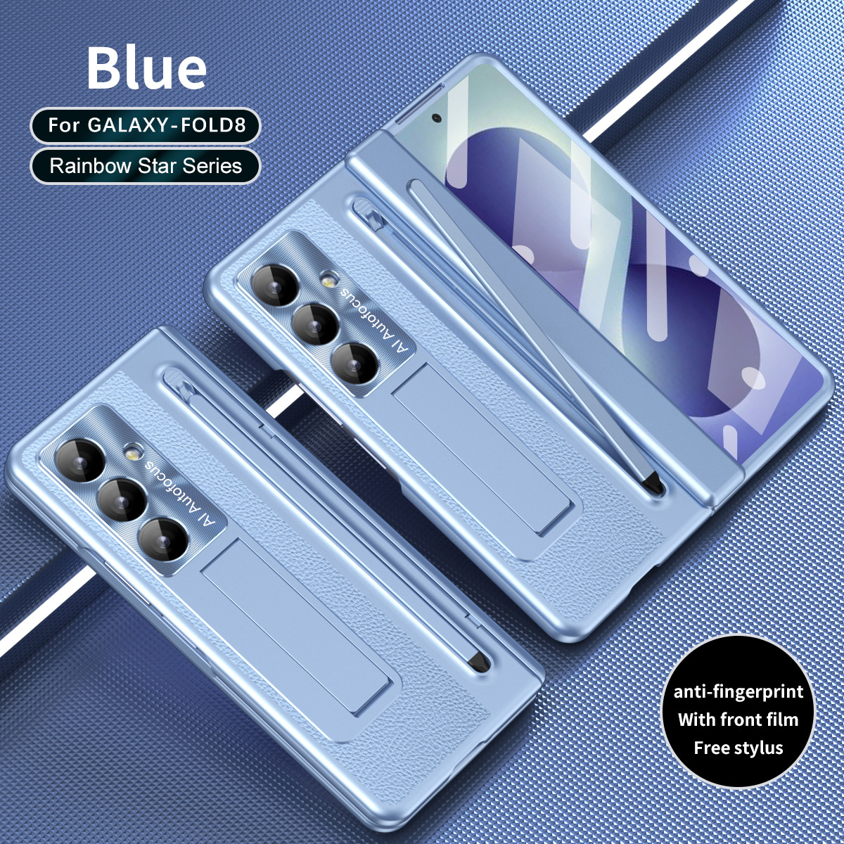 Compatible with Samsung Zfold8 Ultra phone case, FOLD8 folding official pen slot case, integrated anti-drop protective case. - Blue Rainbow Star UV Edge z fold8utrla