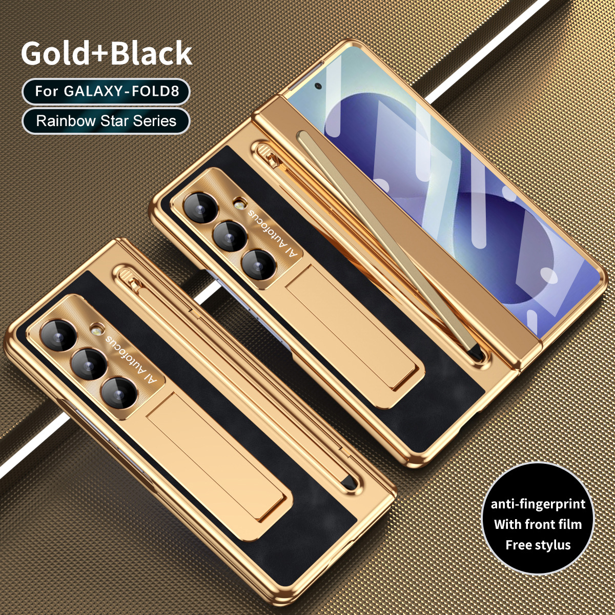 Compatible with Samsung Zfold8 Ultra phone case, FOLD8 folding official pen slot case, integrated anti-drop protective case. - Black iridescent electroplated edges z fold8utrla