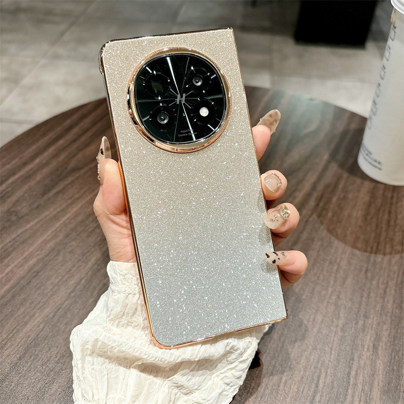 Compatible with OPPO Find N5 foldable phone case, FINDN3 electroplated glitter leather drop-proof protective case - Golden Stars OPPO Find N5