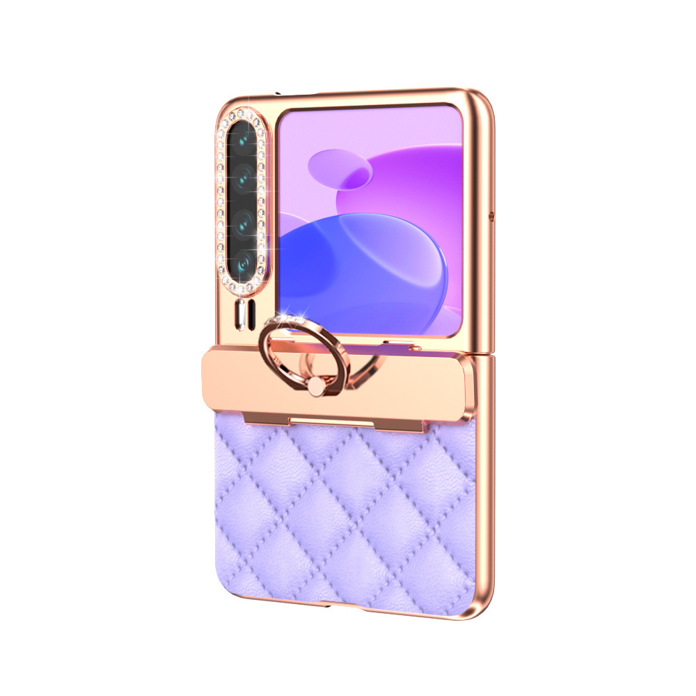 Huawei Pura X MAX Phone Case, PURA X Foldable Screen Diamond Electroplated Chanel Style Ring Protective Case - Purple uncoated Chanel-style ring Huawei Pura X MAX