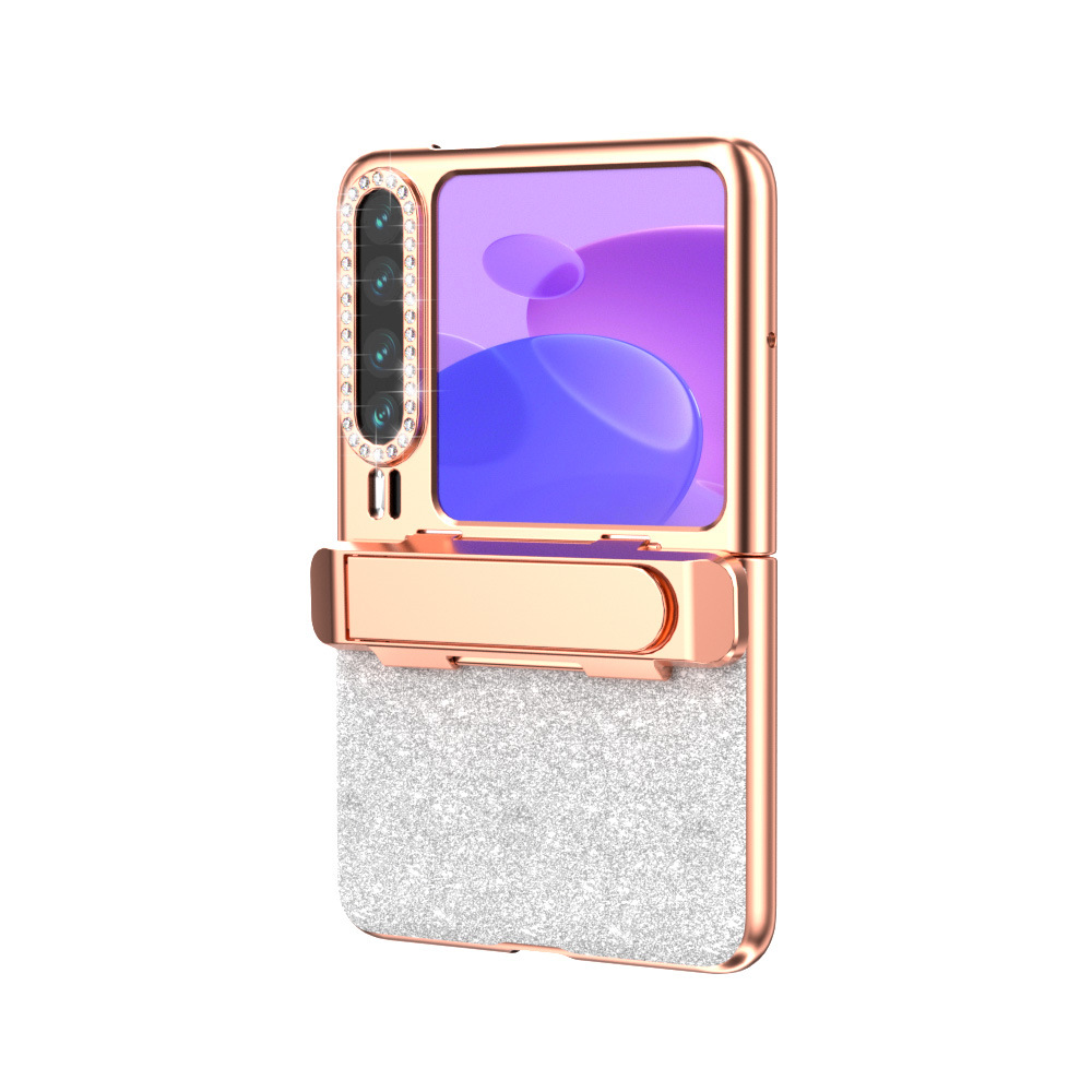 Huawei Pura X Phone Case, PURA X Foldable Screen Protector, Electroplated Glitter, Invisible Stand, Drop-Proof Case - Silver film-free invisible bracket Huawei Pura X