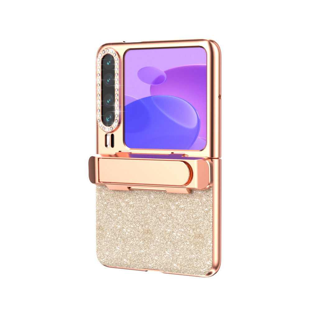 Huawei Pura X Phone Case, PURA X Foldable Screen Protector, Electroplated Glitter, Invisible Stand, Drop-Proof Case - Gold-plated, film-free invisible bracket Huawei Pura X