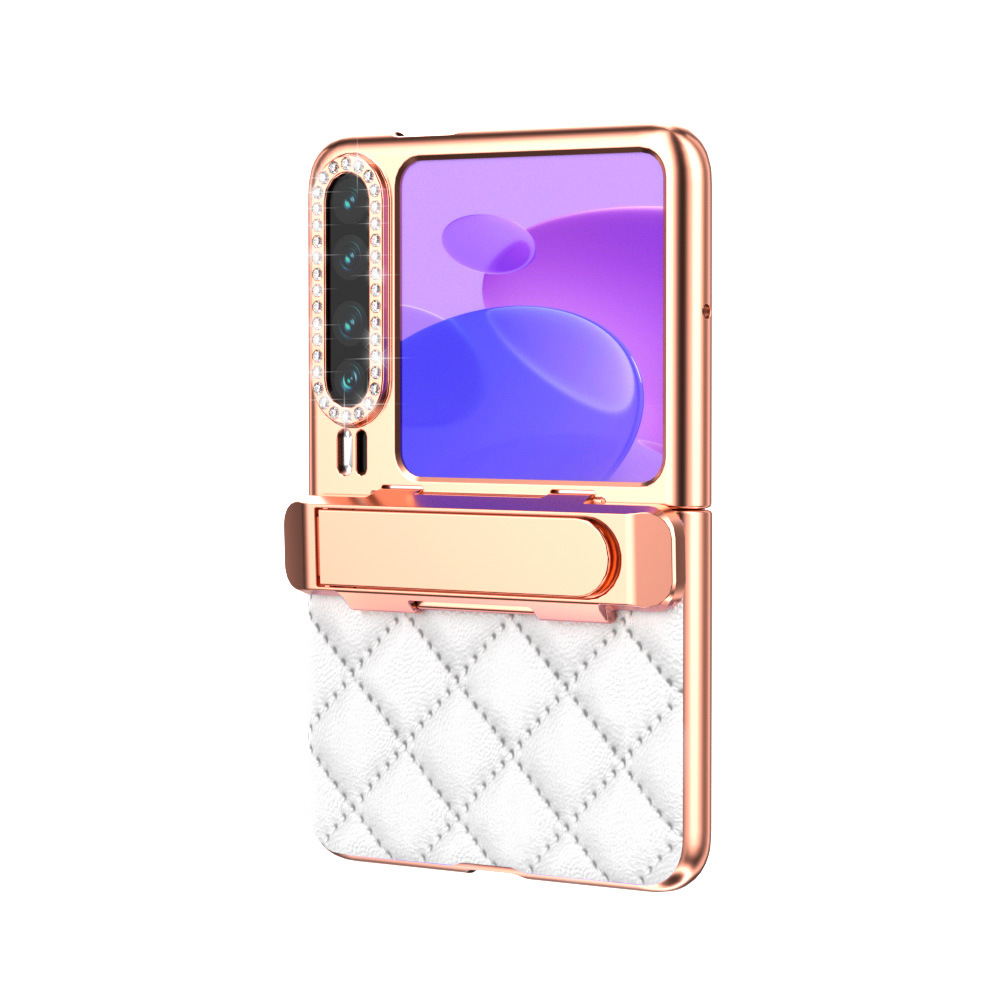 Huawei Pura X Phone Case, Foldable Screen Protector, Electroplated, Chanel-Style, Invisible Stand, Drop-Proof and Suitable - White, film-free invisible bracket Huawei Pura X