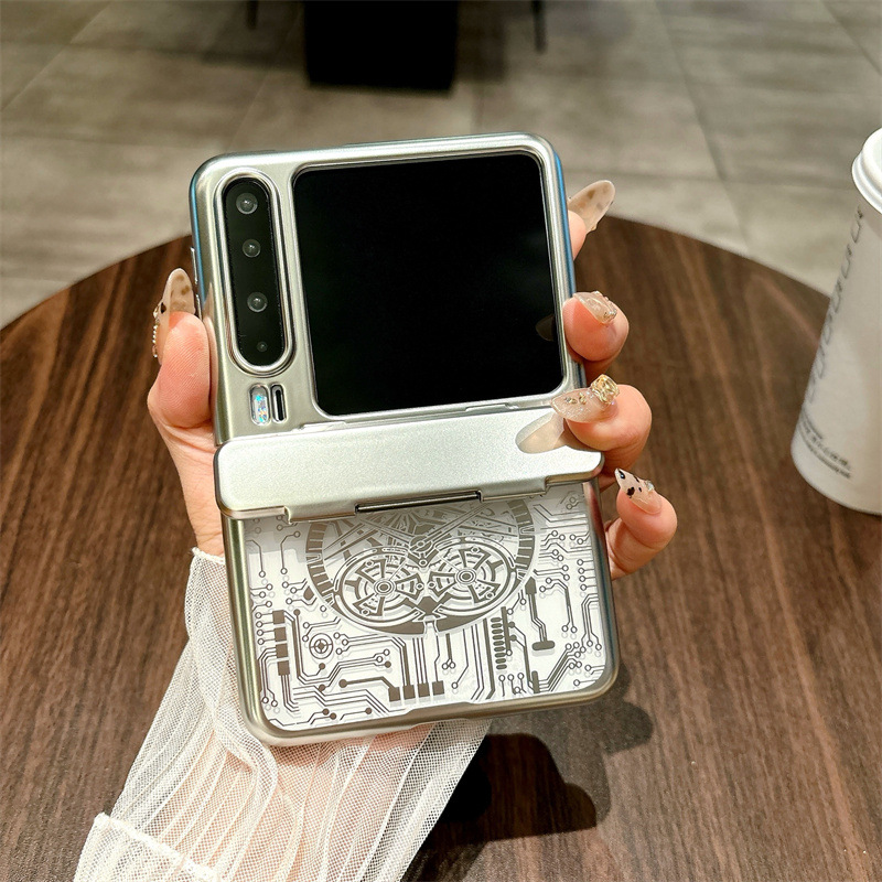 Huawei Pura X phone case, PURA X foldable screen protection, mechanical electroplated hinge, full-coverage drop-proof case. - Silver mechanical Huawei Pura X