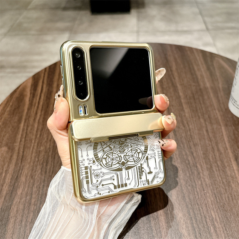 Huawei Pura X phone case, PURA X foldable screen protection, mechanical electroplated hinge, full-coverage drop-proof case. - Gold-plated mechanical Huawei Pura X