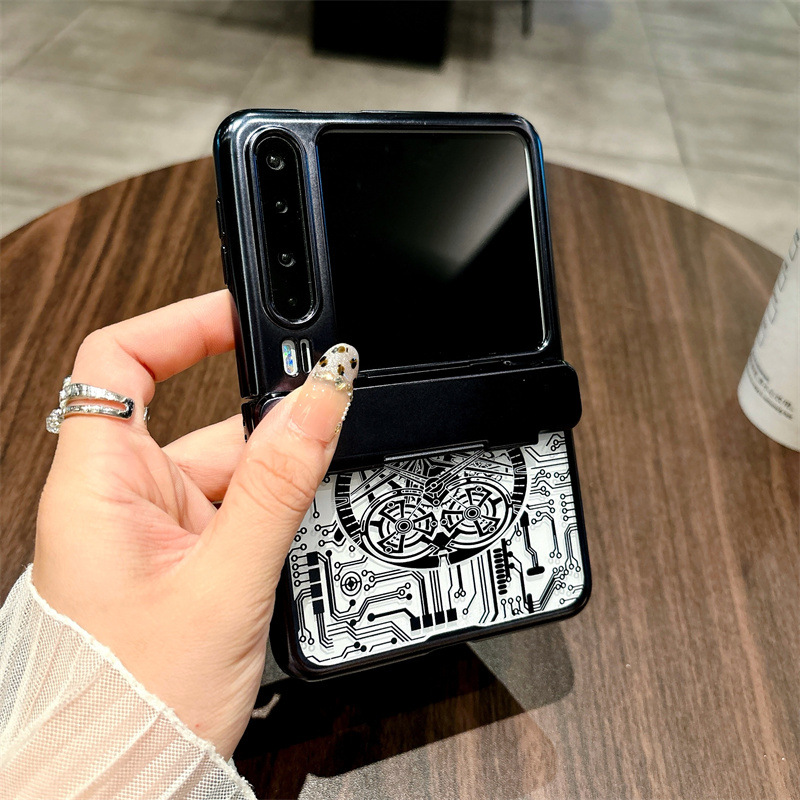 Huawei Pura X phone case, PURA X foldable screen protection, mechanical electroplated hinge, full-coverage drop-proof case. - Black mechanical Huawei Pura X